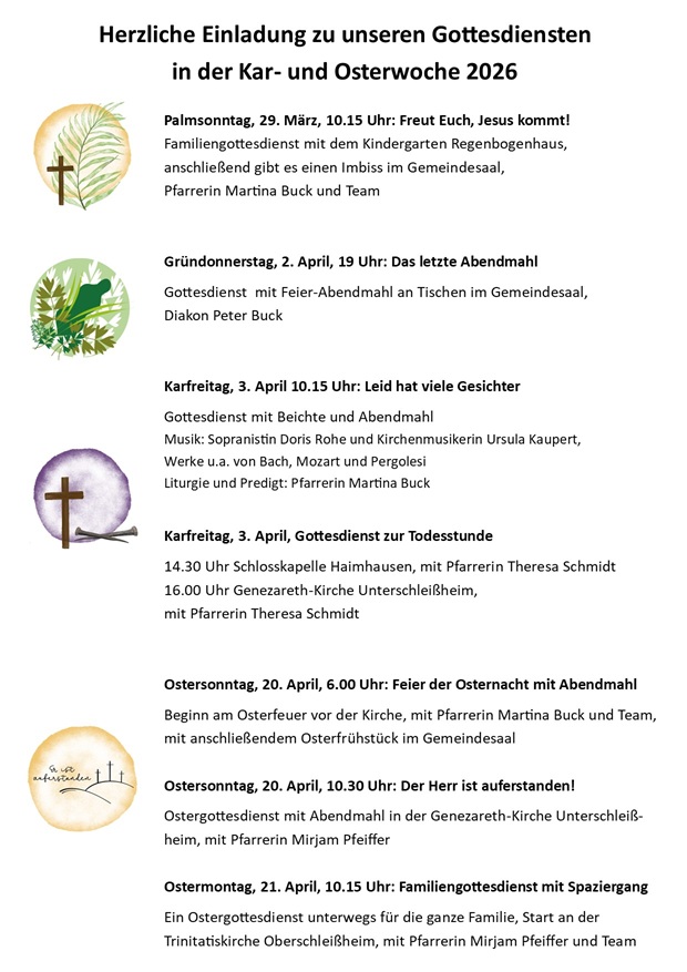 Gottesdienste Karwoche + Ostern 2026