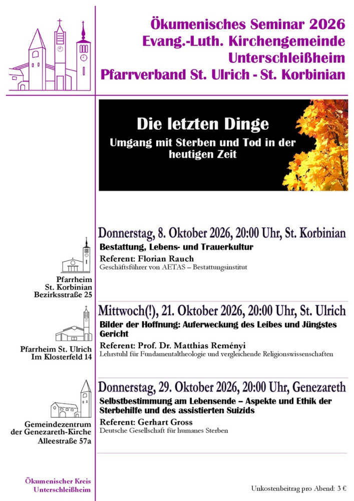 Plakat Ökumenisches Seminar 2026 - Die letzten Dinge
